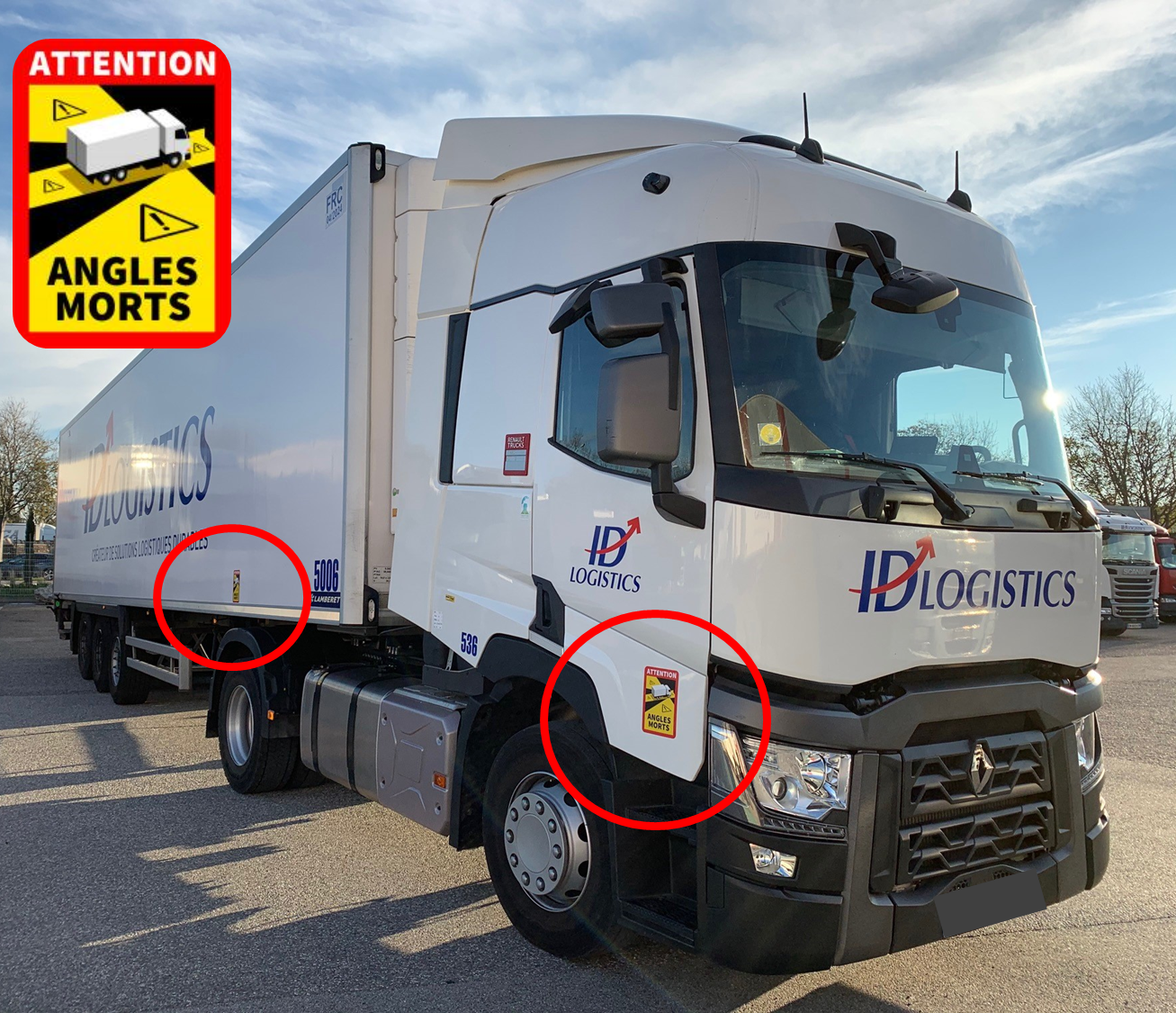 Autocollant 'Angles Morts' Pour Véhicules Lourds >3.5T - 75x105mm Vinyle Adhésif - Conforme Réglementation 2021 - 4